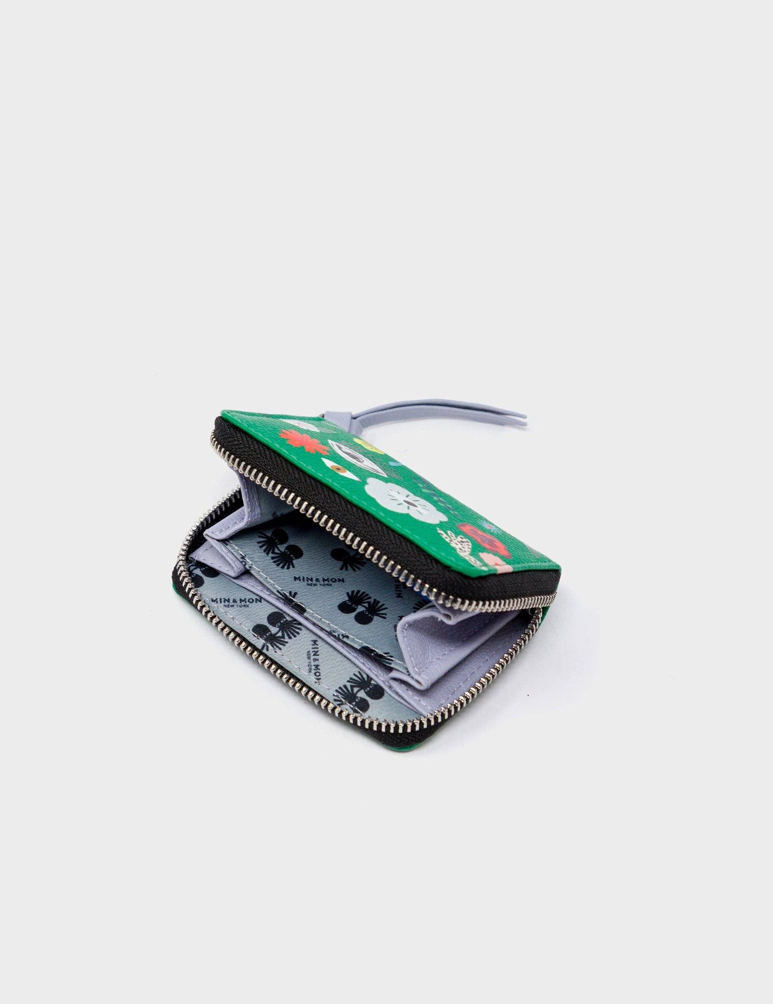 Min & Mon - Frodo Irish Green Leather Zip Around Wallet - Floralia Design