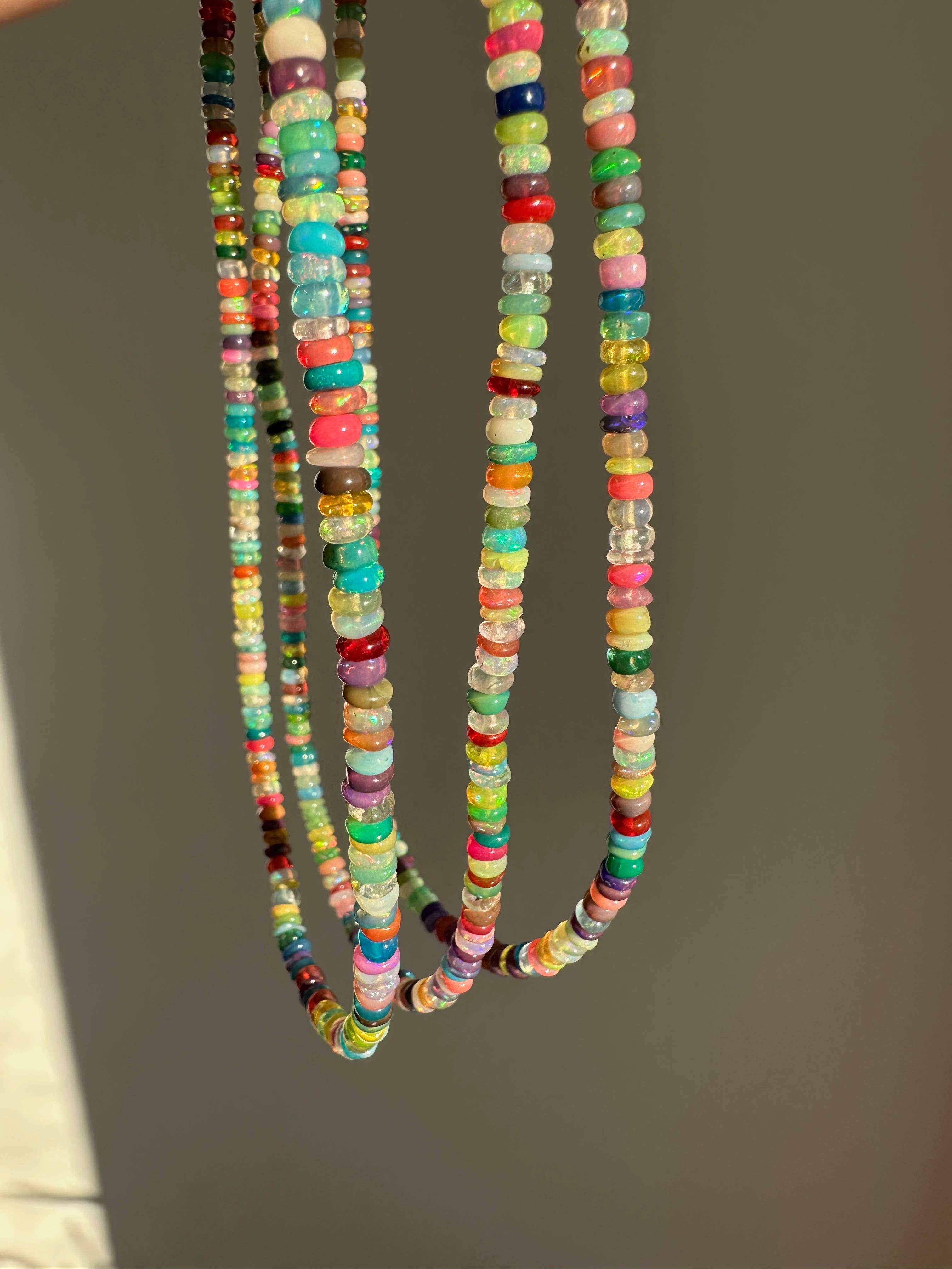 Anokhi Green Handmade Gemstone Necklace - Bright Multicolour Opal