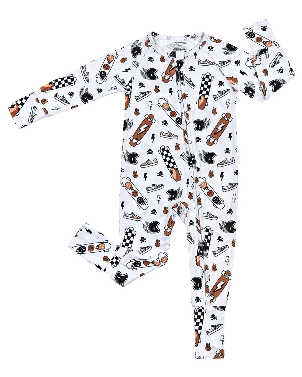 Lucky Panda Kids Bamboo Zip Romper - Sk8er