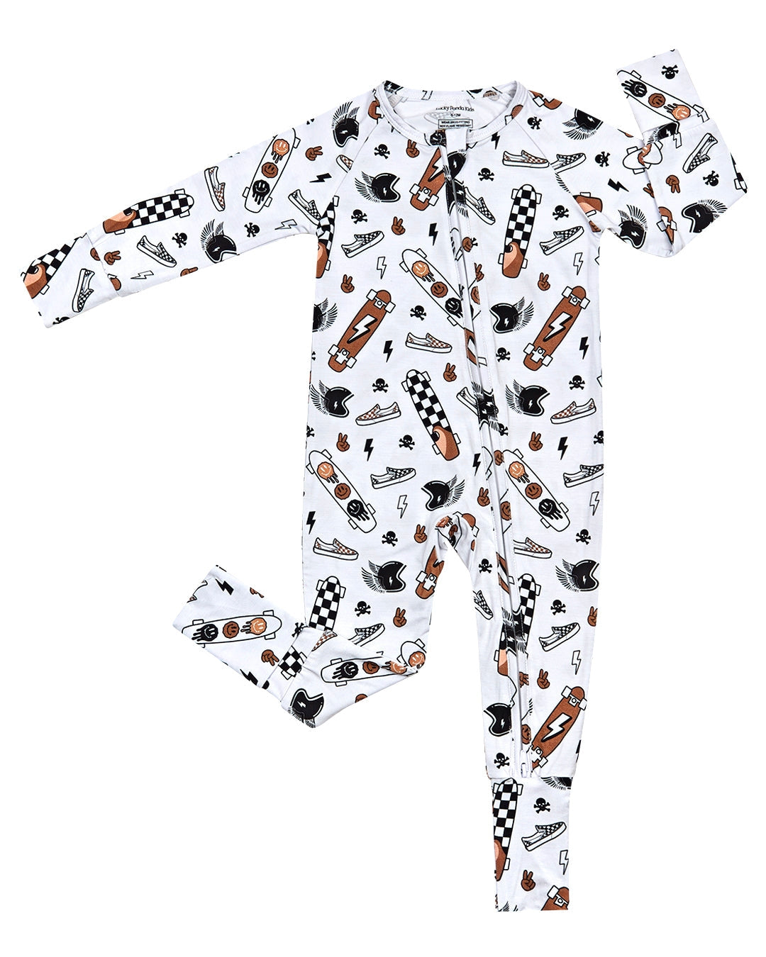 Lucky Panda Kids Bamboo Zip Romper - Sk8er