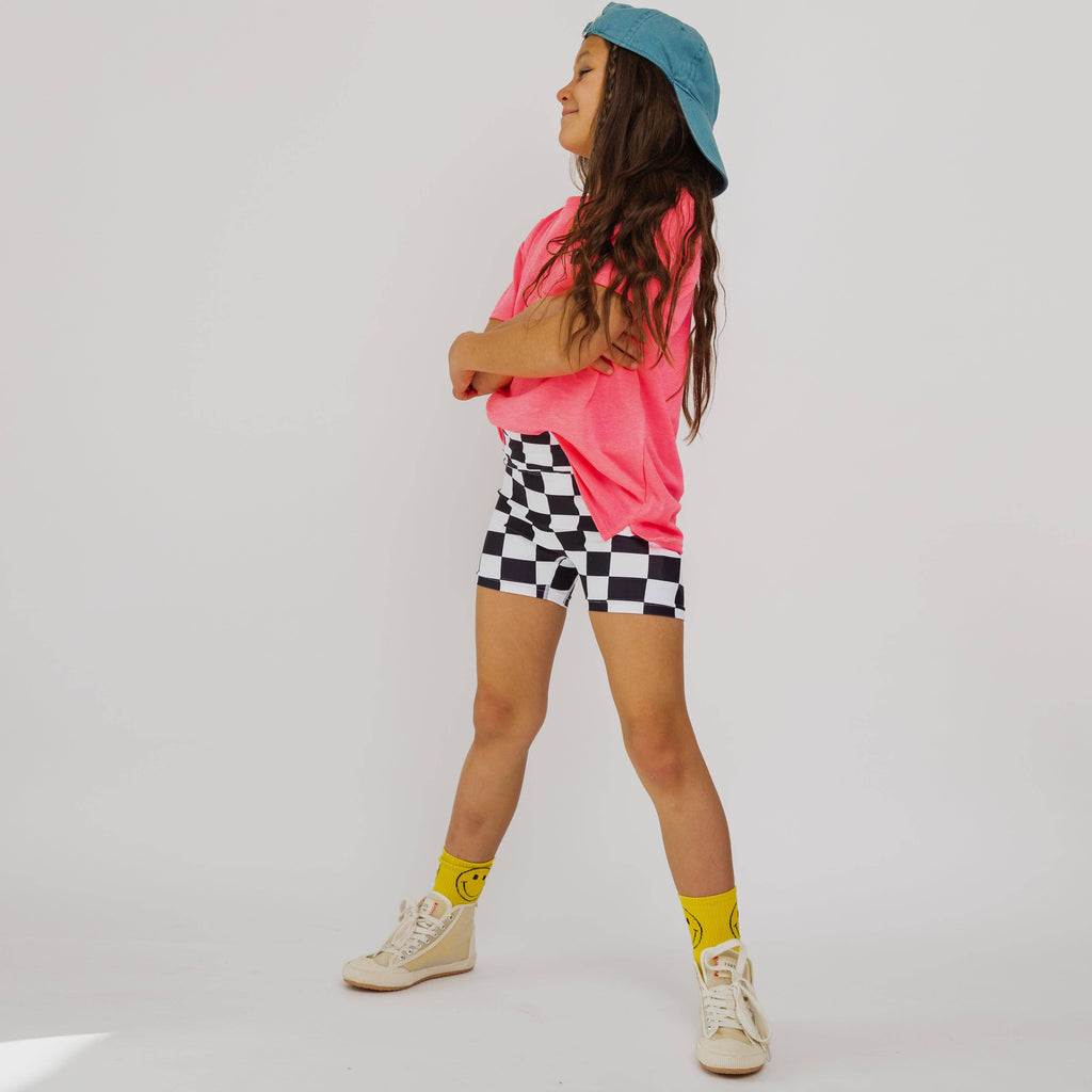 RAGS Biker Shorts - B&W Check