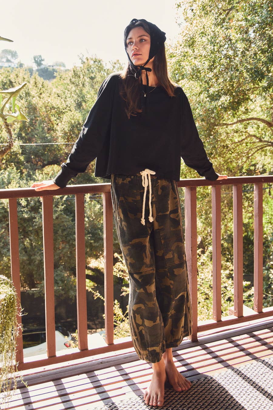 Women's Drawstring Pants - Washed Camo