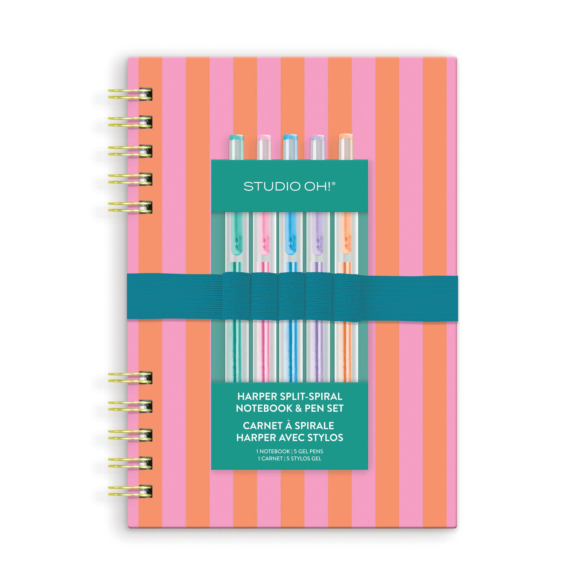 Studio Oh! - Cabana Stripes Harper Split-Spiral Notebook & Pen Set