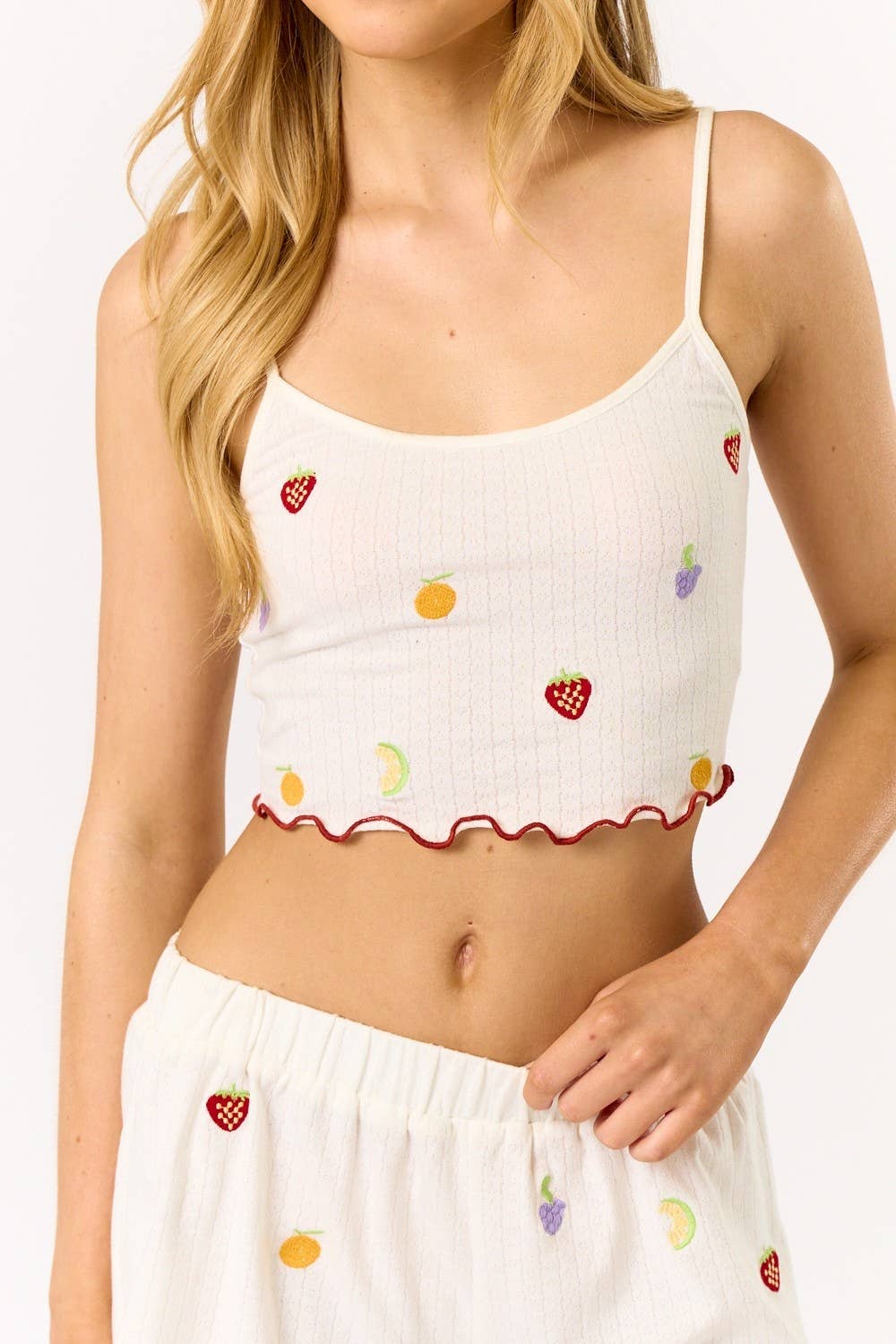 Women's Pointelle Cami Lounge Top & Short Set - Fruit