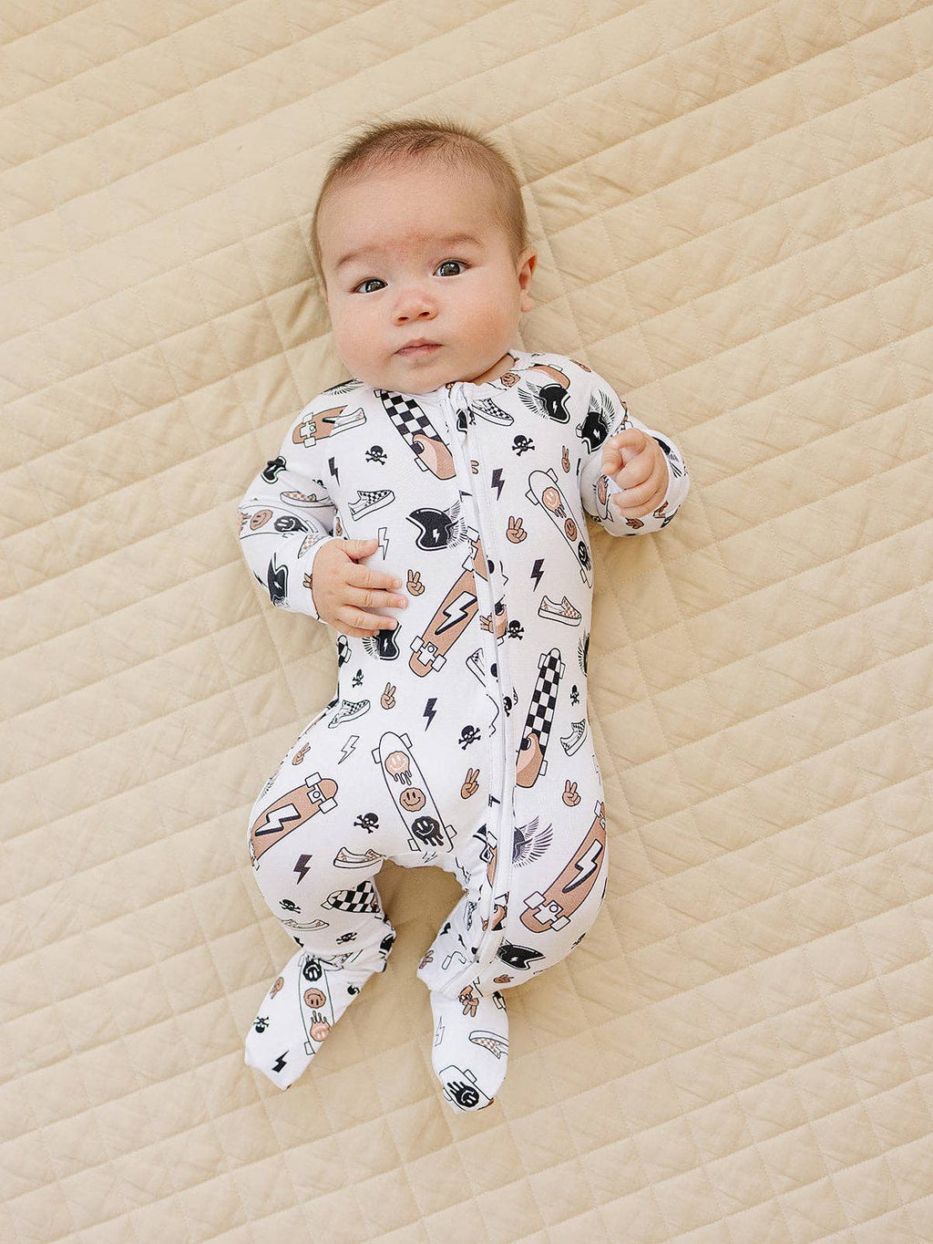 Lucky Panda Kids Bamboo Zip Romper - Sk8er