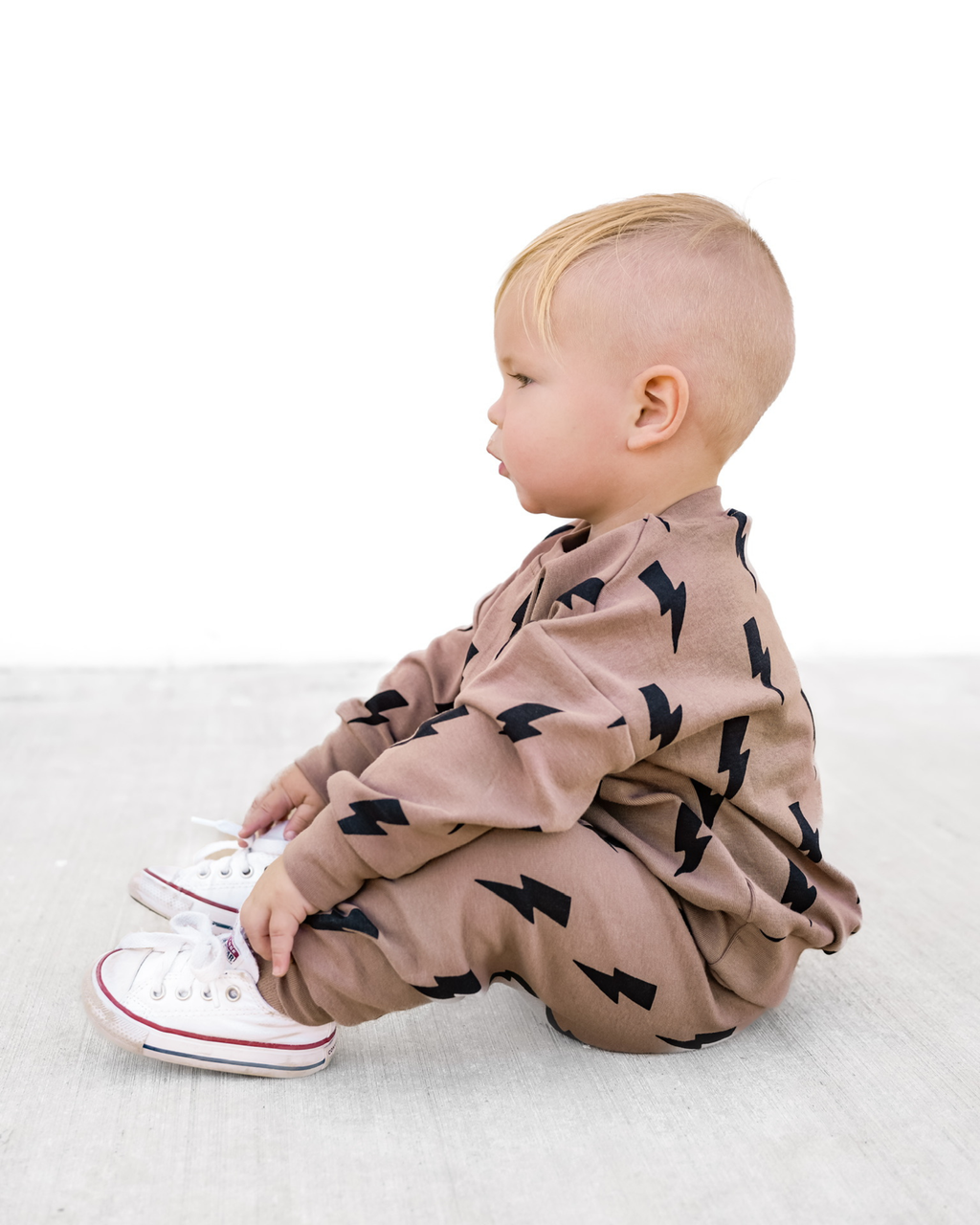 Lucky Panda Kids Jogger Set - Mocha Bolts