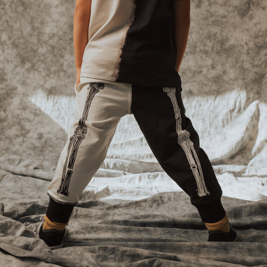 RAGS - Relaxed Fit Joggers - 'Skelly' - Black & White