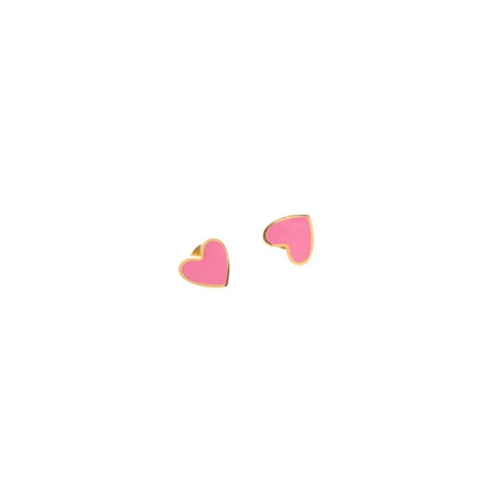 Pip Pop Post - Enamel Heart Stud Earring - Neon Pink