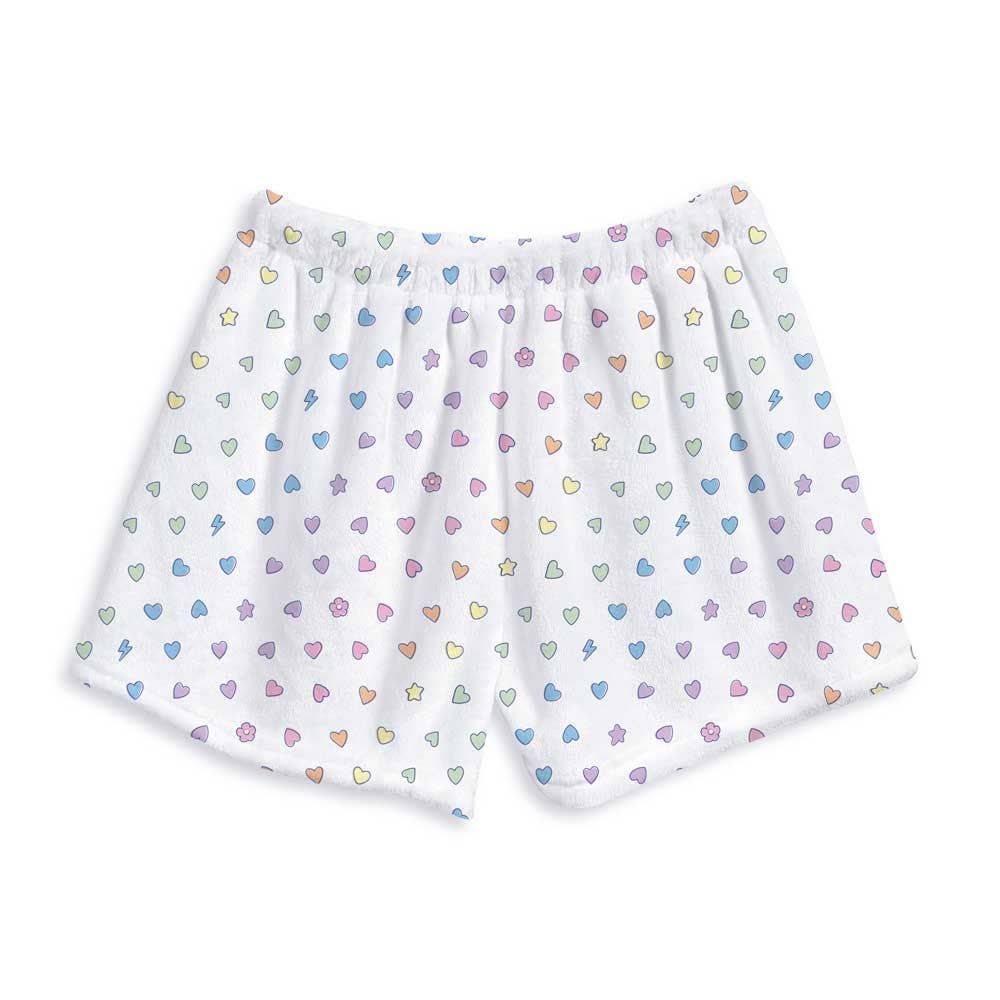 Top Trenz Inc Fuzzy Lounge Shorts - Rainbow Remix