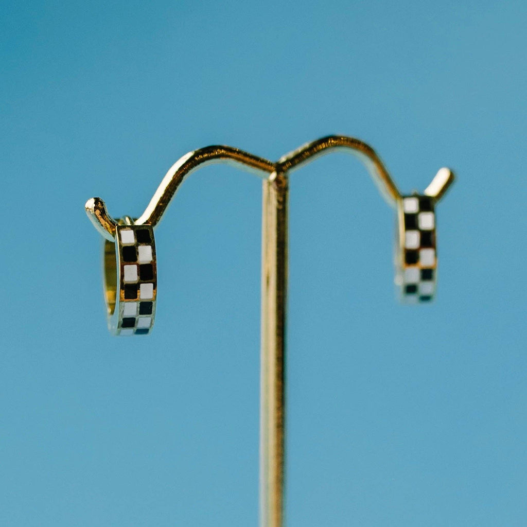 Pierced Co - Black/White Checkered Huggies