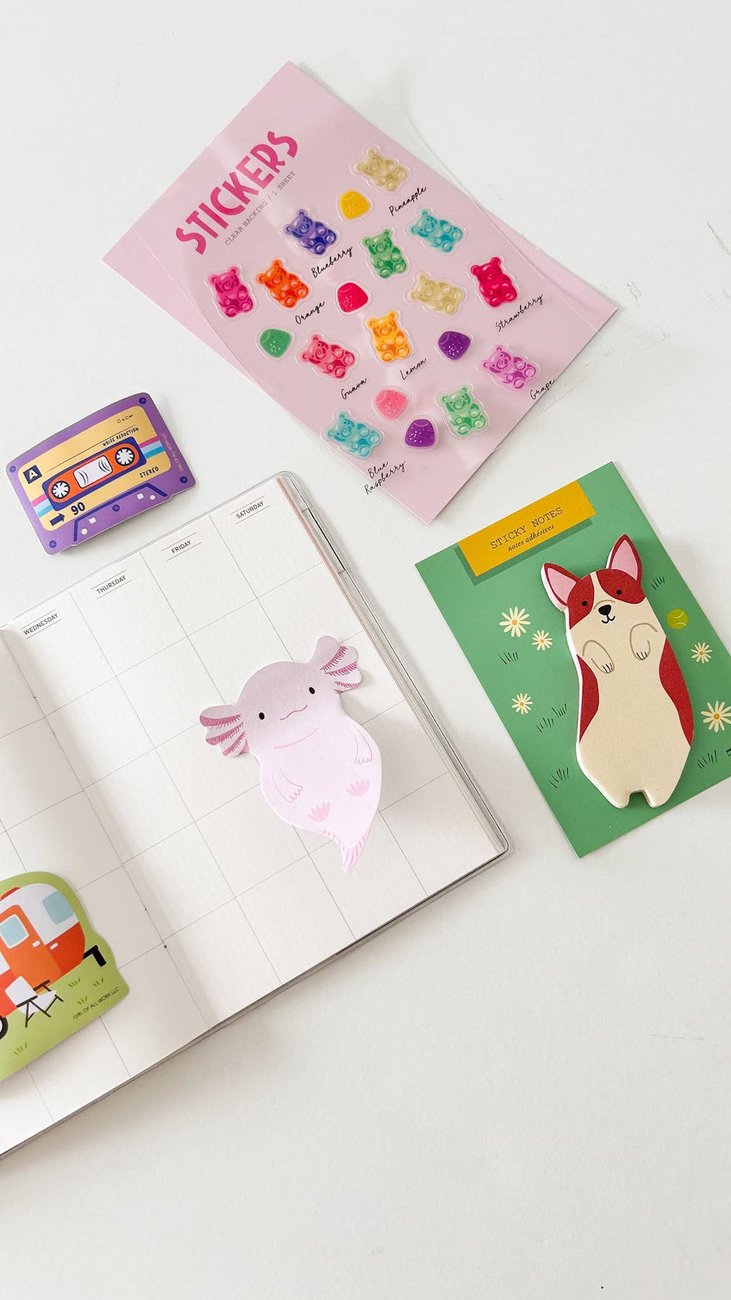 Girl of All Work Die Cut Sticky Notes - Axolotl