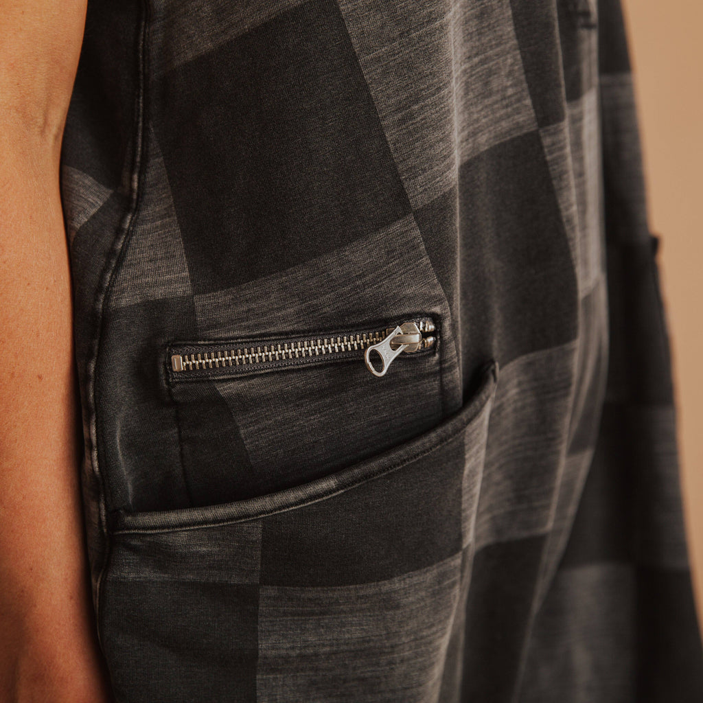 RAGS - Women's Tank Romper - Black Denim Check