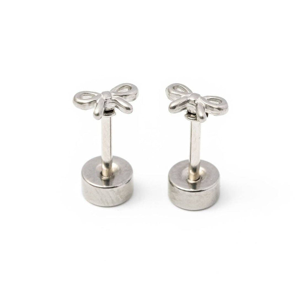 Pip Pop Post - Mini Bow Stud Earring - Silver
