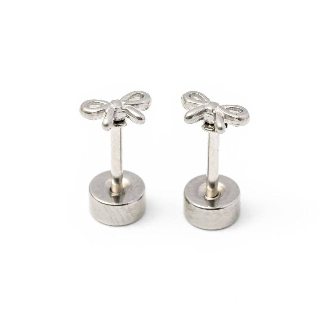Pip Pop Post - Mini Bow Stud Earring - Silver
