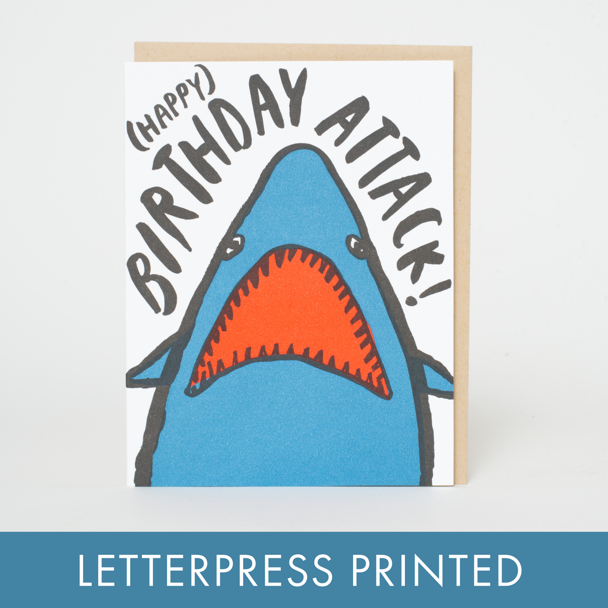 Egg Press Greeting Card - Shark Birthday Attack!