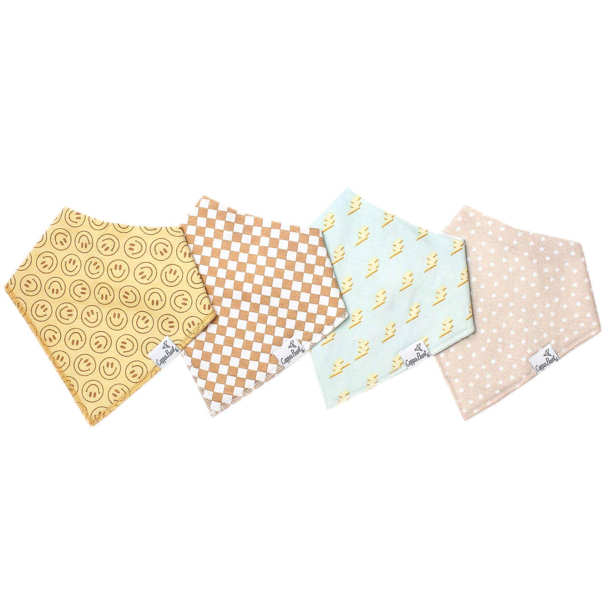 Copper Pearl Baby Bandana Bibs - Vance (Set of 4)