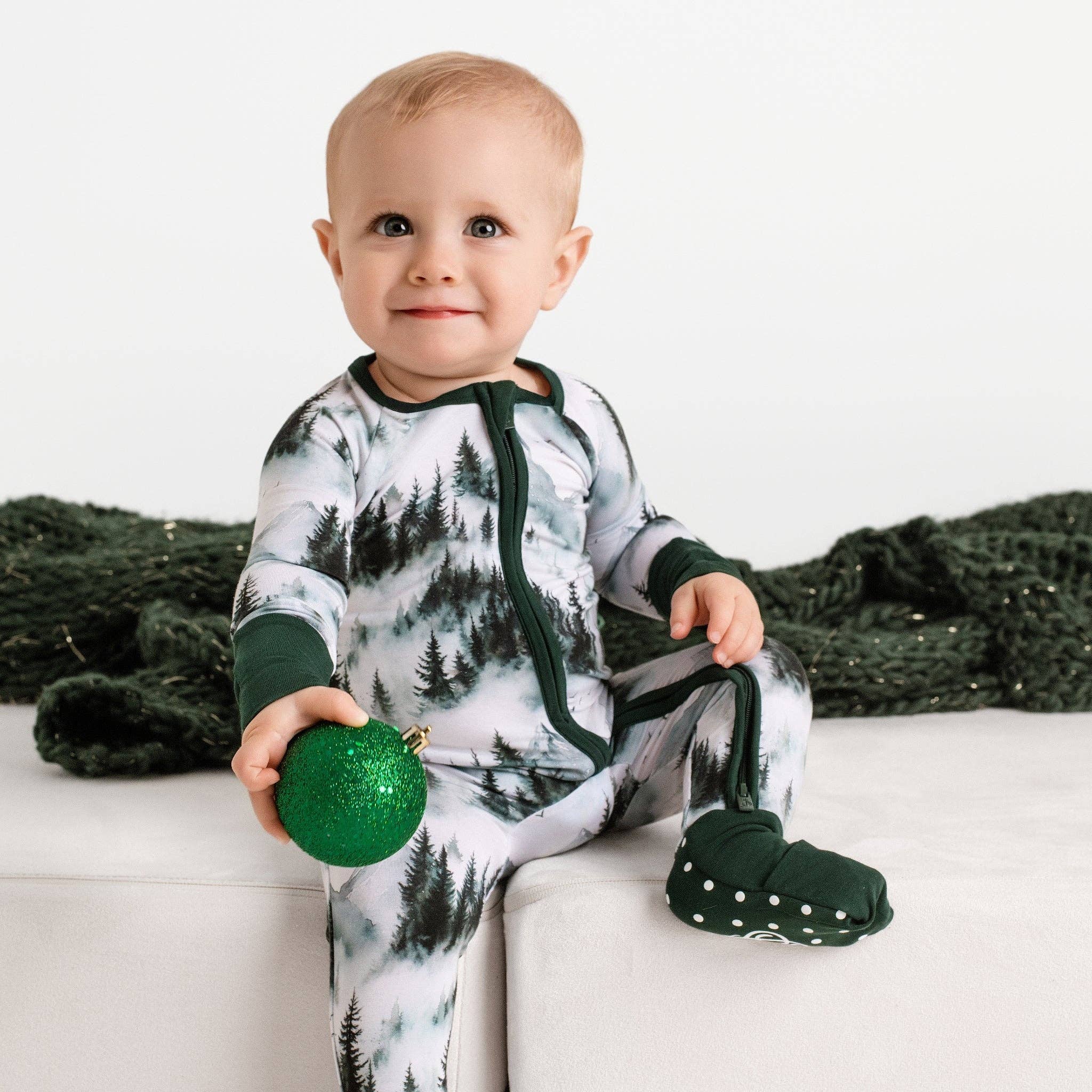 Jammie Session Bamboo Romper - Mountain Mist