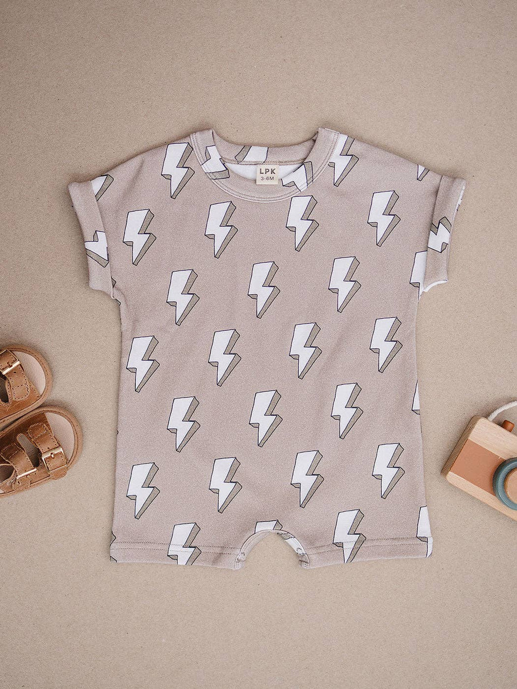 Lucky Panda Kids - Cotton Romper - Electric Beige