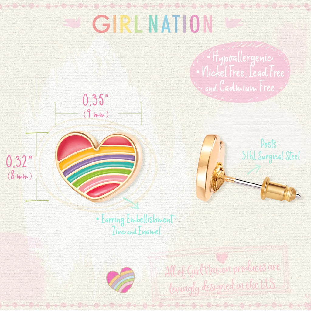 Girl Nation Earrings - Rainbow Heart