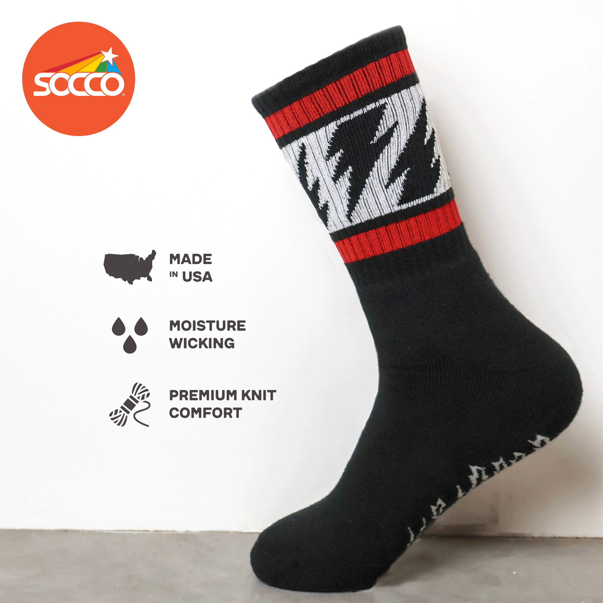 SOCCO Socks - Mike Vallely Lightning Bolt Socks (Black)