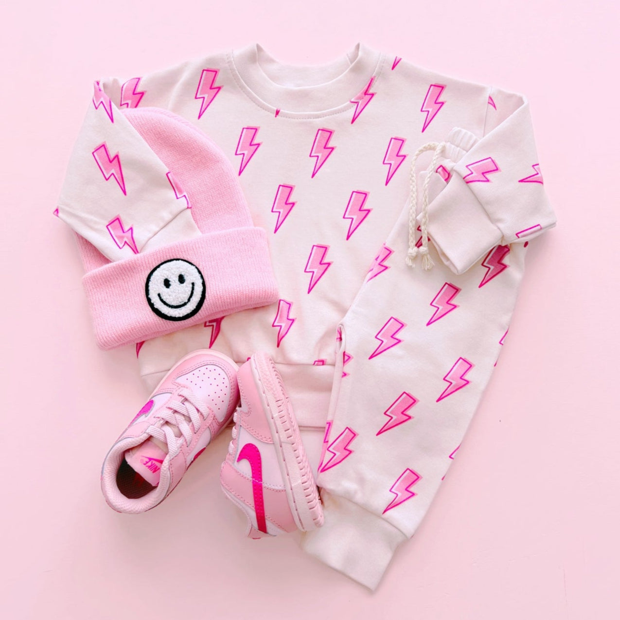 Lucky Panda Kids Jogger Set - Pink Bolts