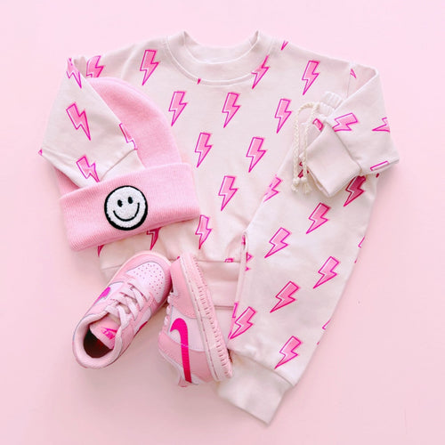 Lucky Panda Kids Jogger Set - Pink Bolts (Final Sale)