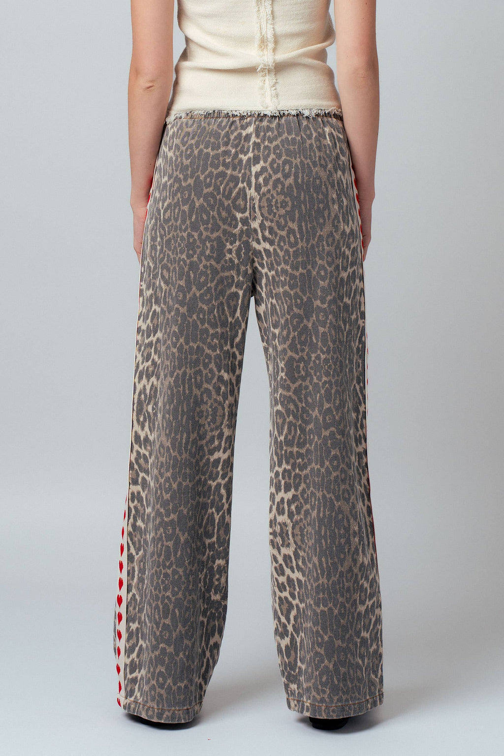 Women's Leopard Print Heart Side Stripe Lounge Pants