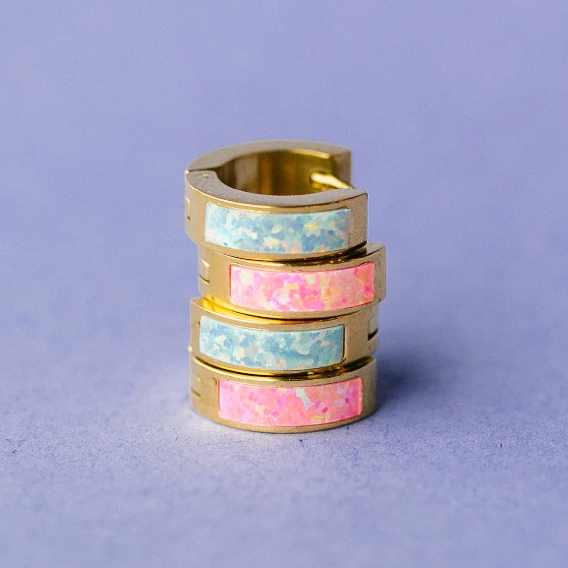 Pierced Co - Ocean Blue Opal Huggies