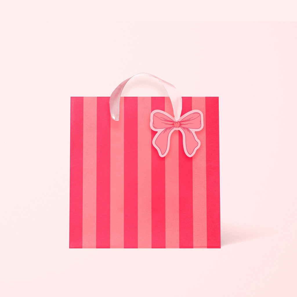 Sunshine Studios - Coral Bow and Stripes Gift Bag
