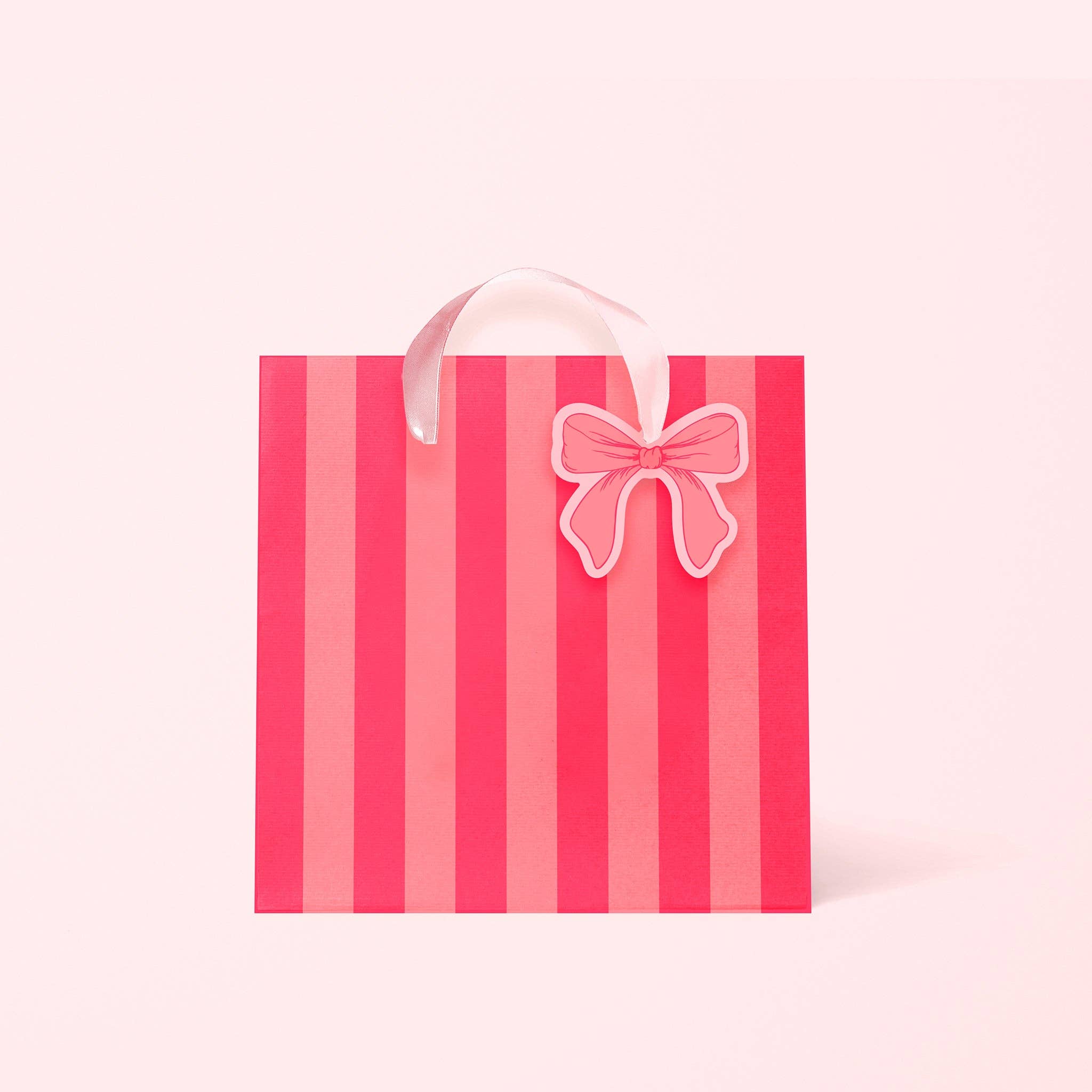 Sunshine Studios - Coral Bow and Stripes Gift Bag