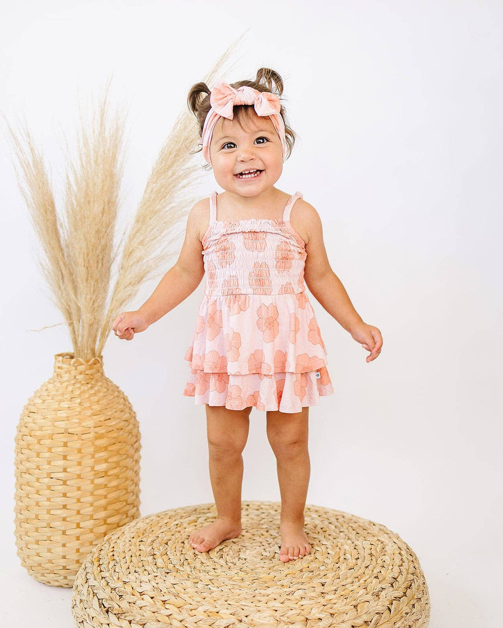 ava + oliver Ruffle Romper - Peach Hau