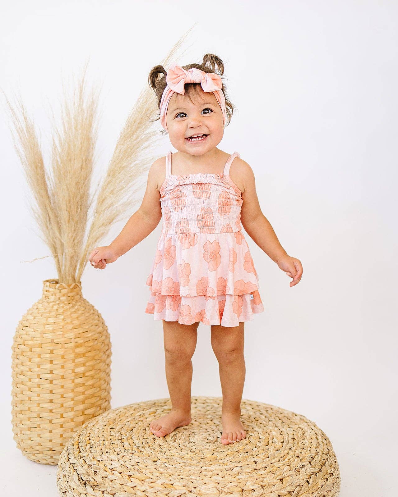 ava + oliver Ruffle Romper - Peach Hau