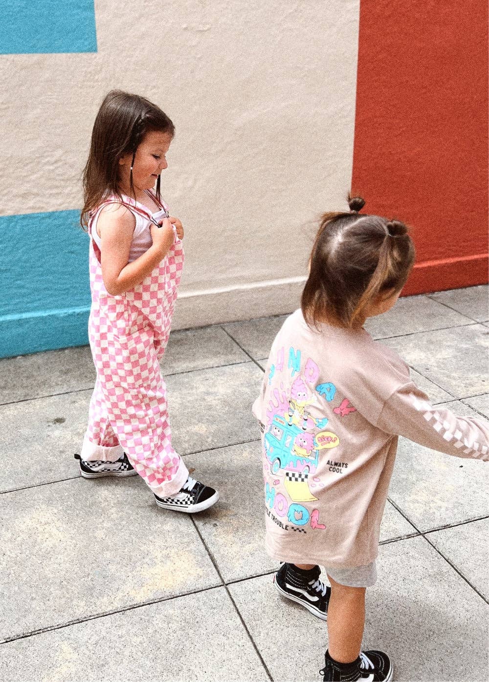 Little Trouble - Pink Checker Overalls