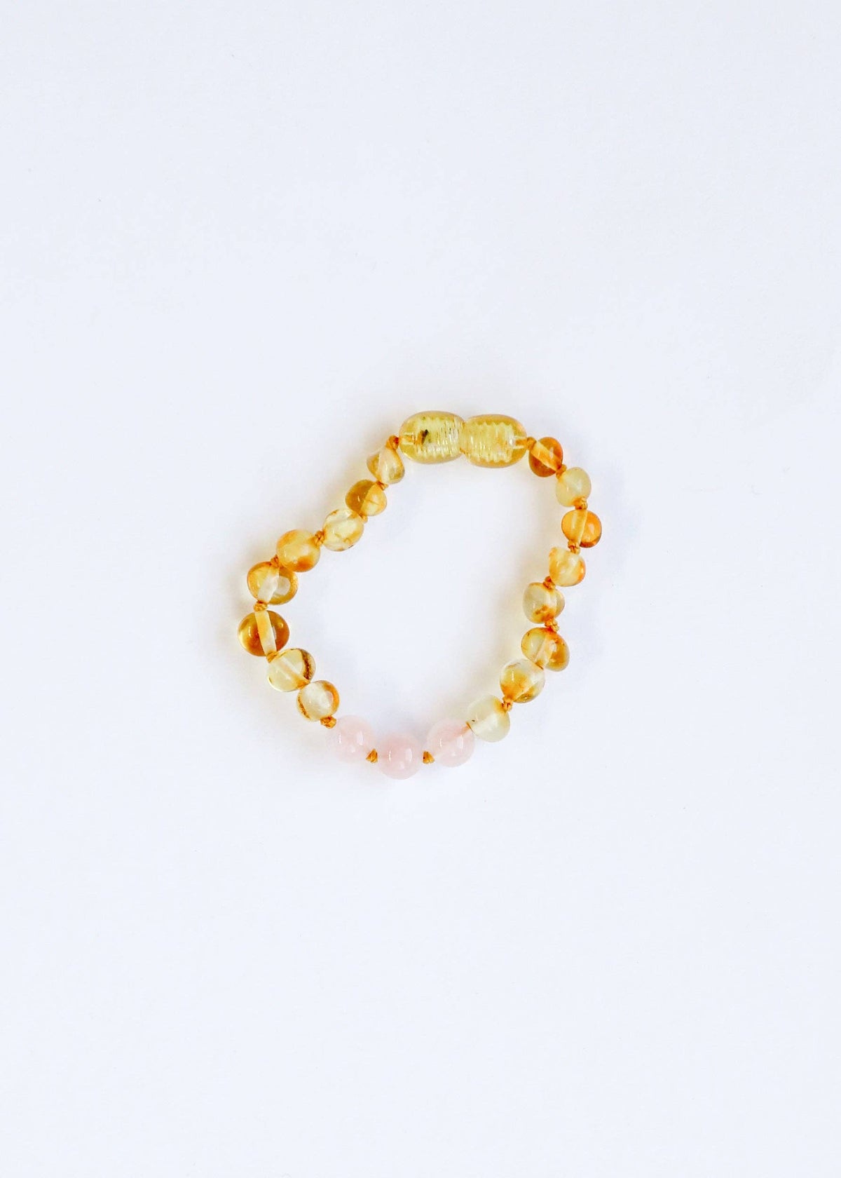 CanyonLeaf - Polished Honey Baltic Amber + Rose Quartz || Anklet or Bracelet