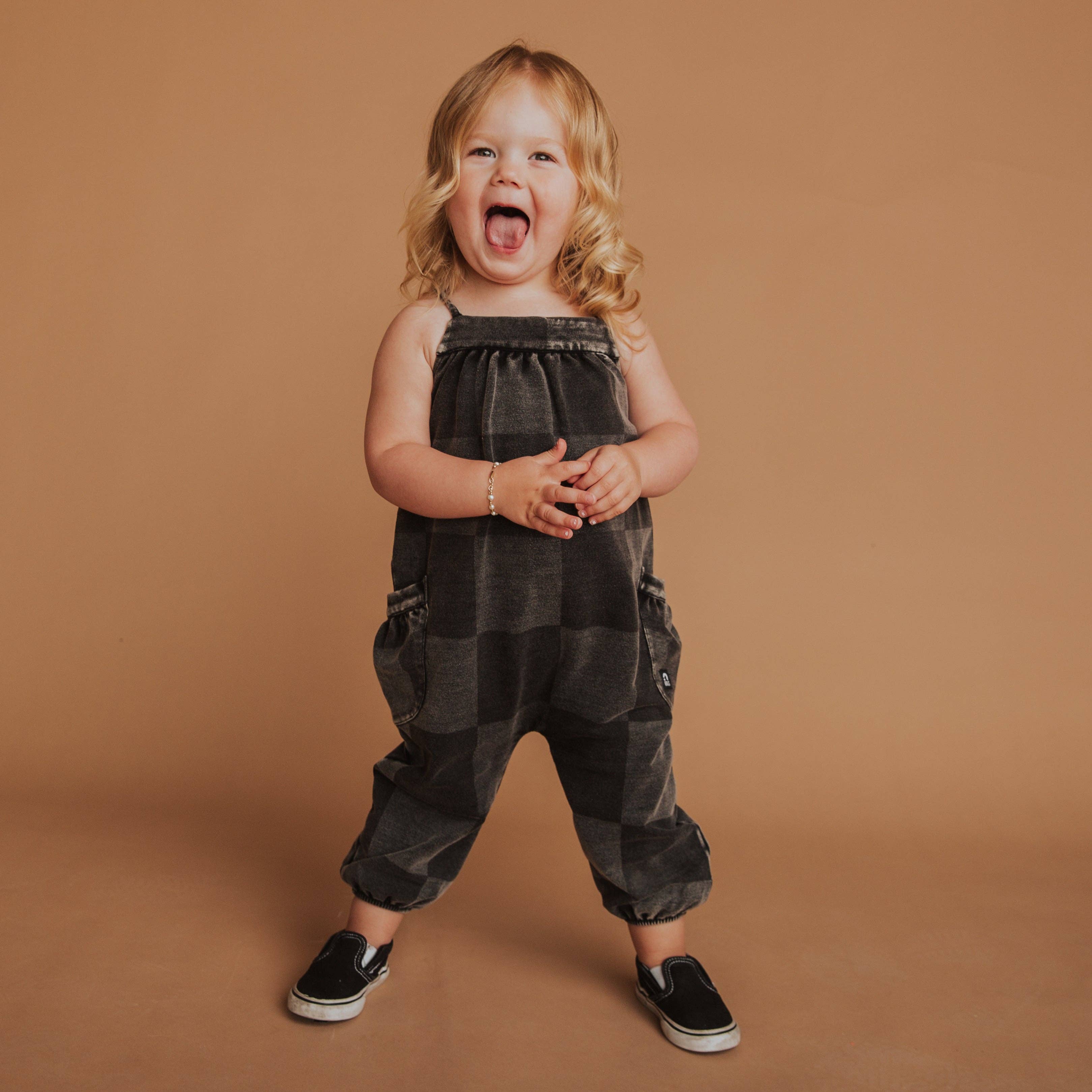 RAGS Strappy Jumper - Black Denim Check