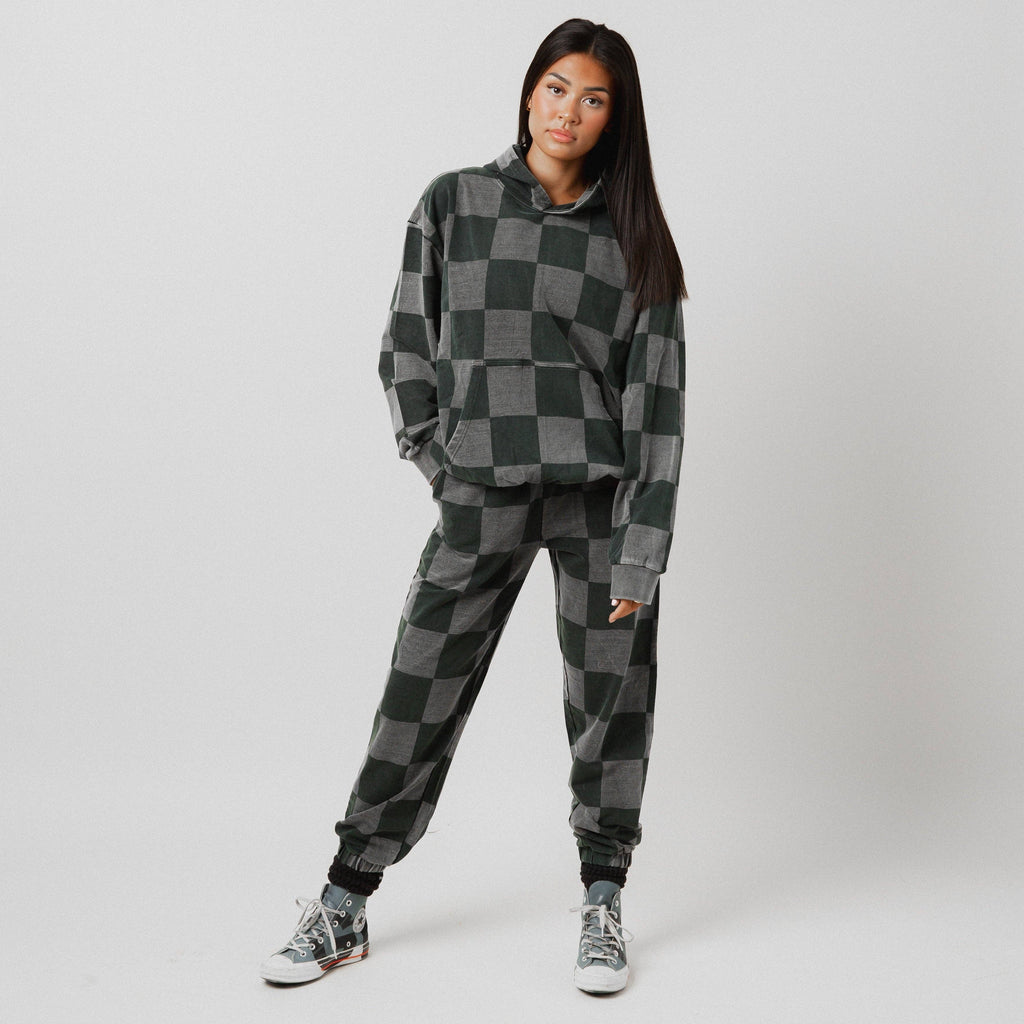 RAGS - Adult Unisex Joggers - Black Denim Check