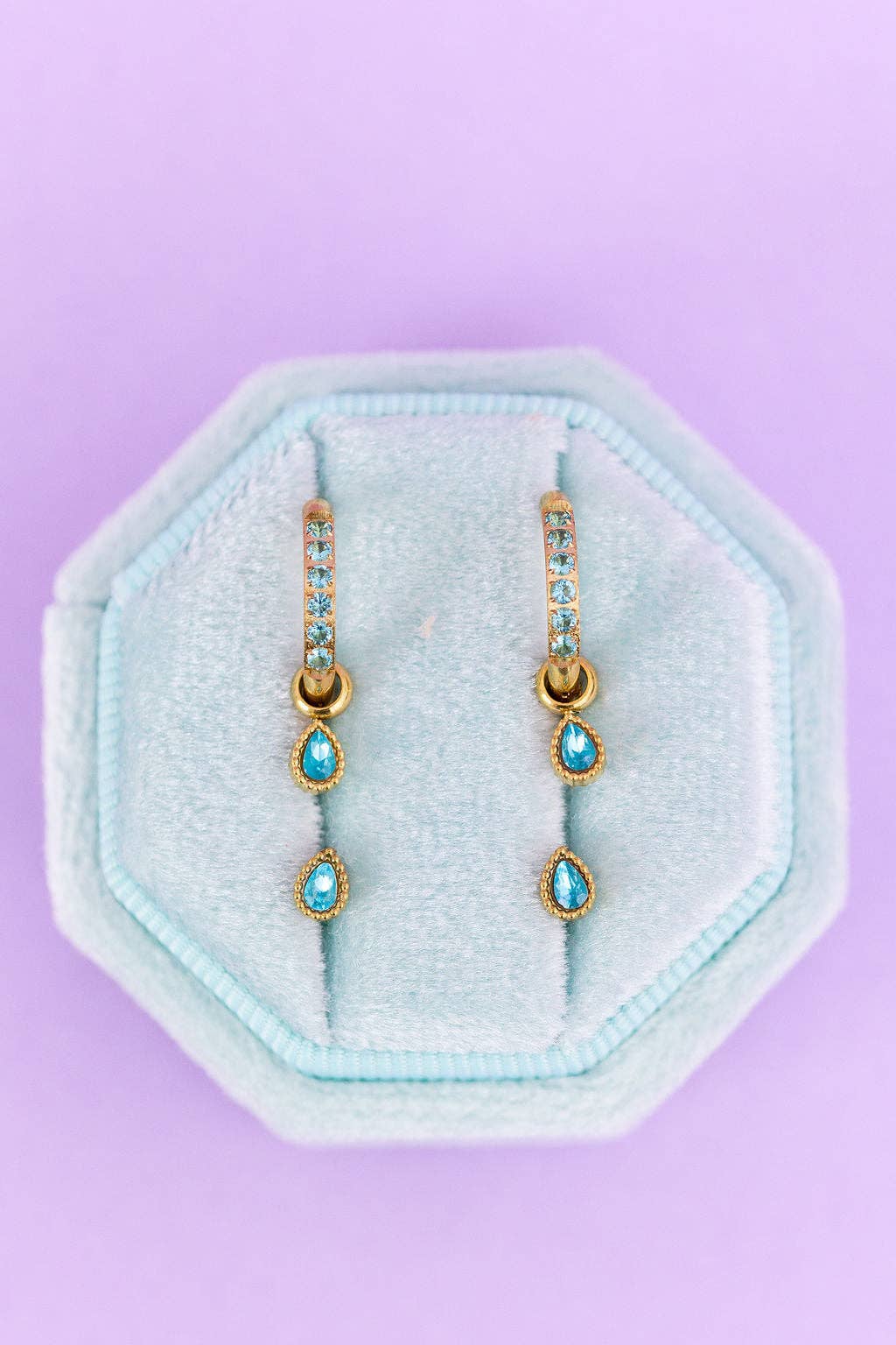 Desert Peach - Teardrop Gemstone Huggie Charms