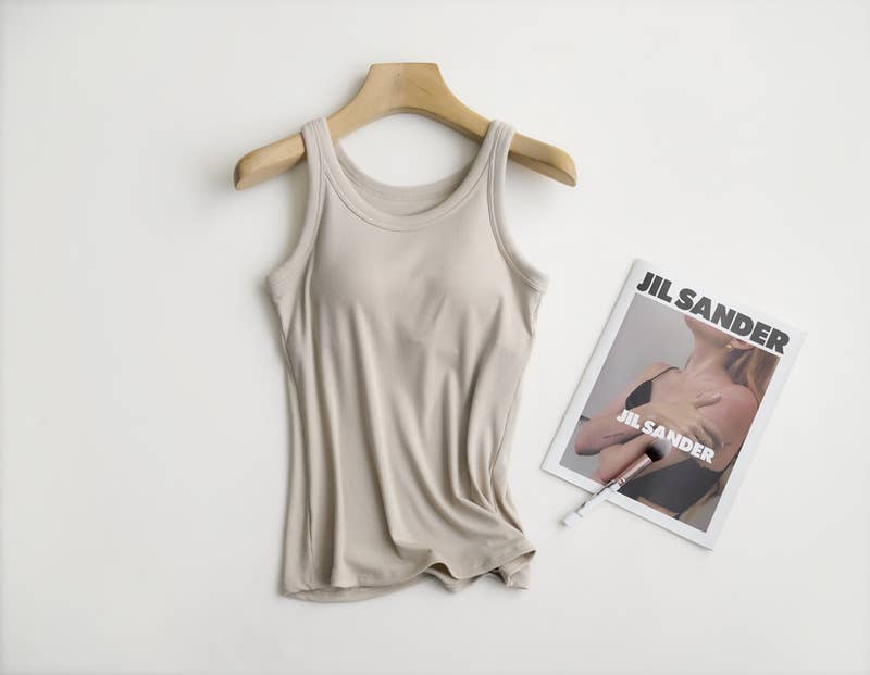 Women's Ribbed Tank w/ Built In Bra