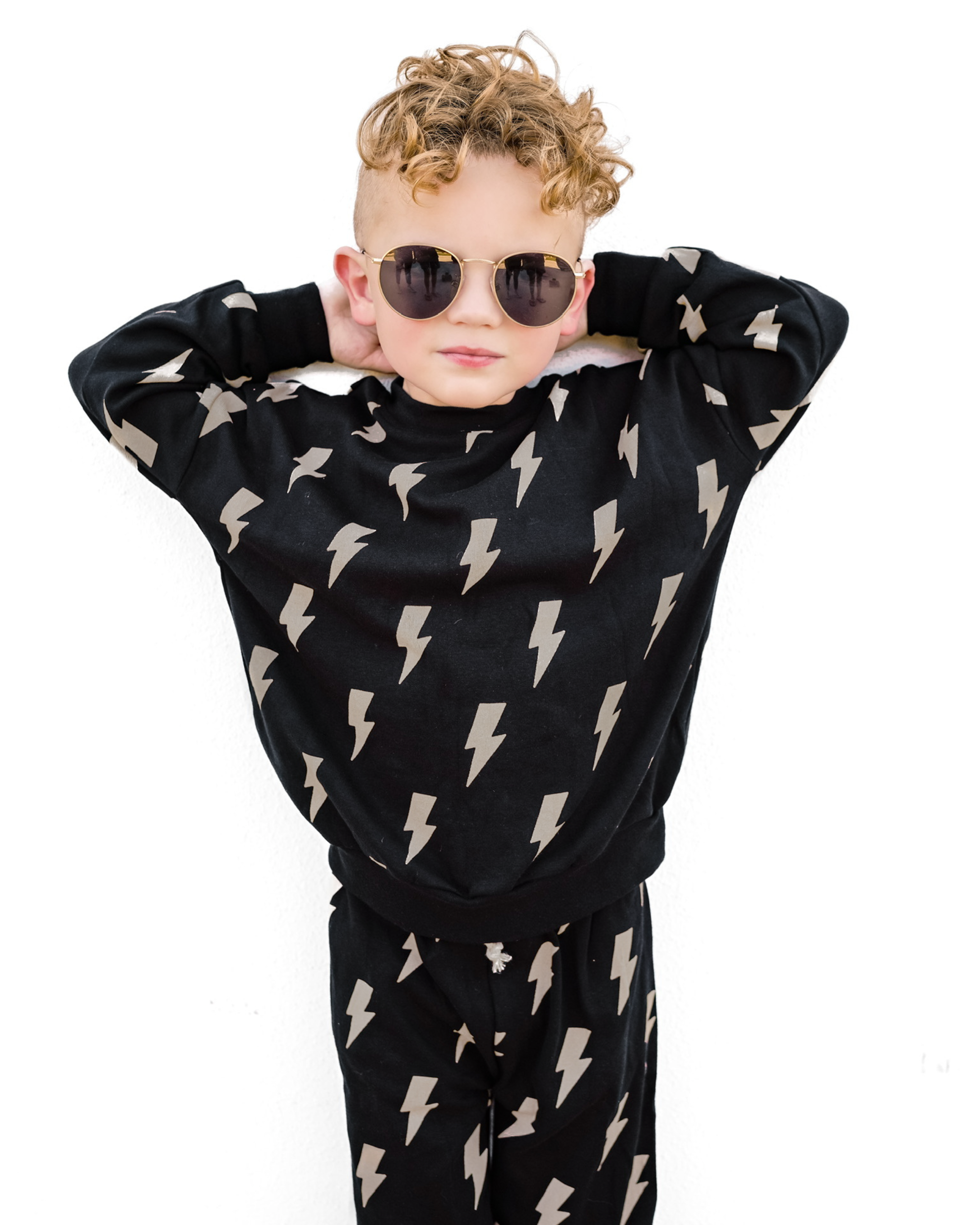 Lucky Panda Kids Jogger Set - Black Bolts