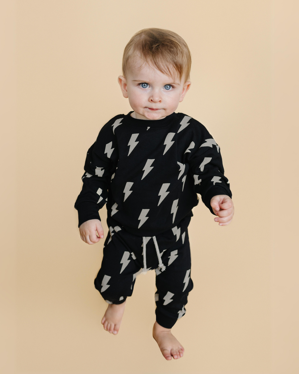Lucky Panda Kids Jogger Set - Black Bolts