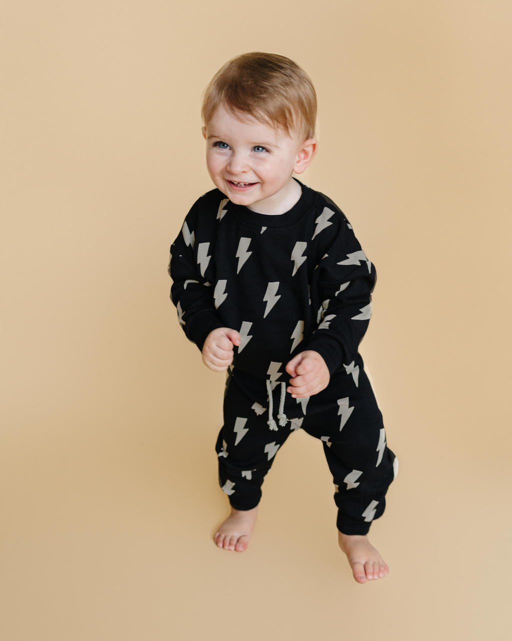 Lucky Panda Kids Jogger Set - Black Bolts