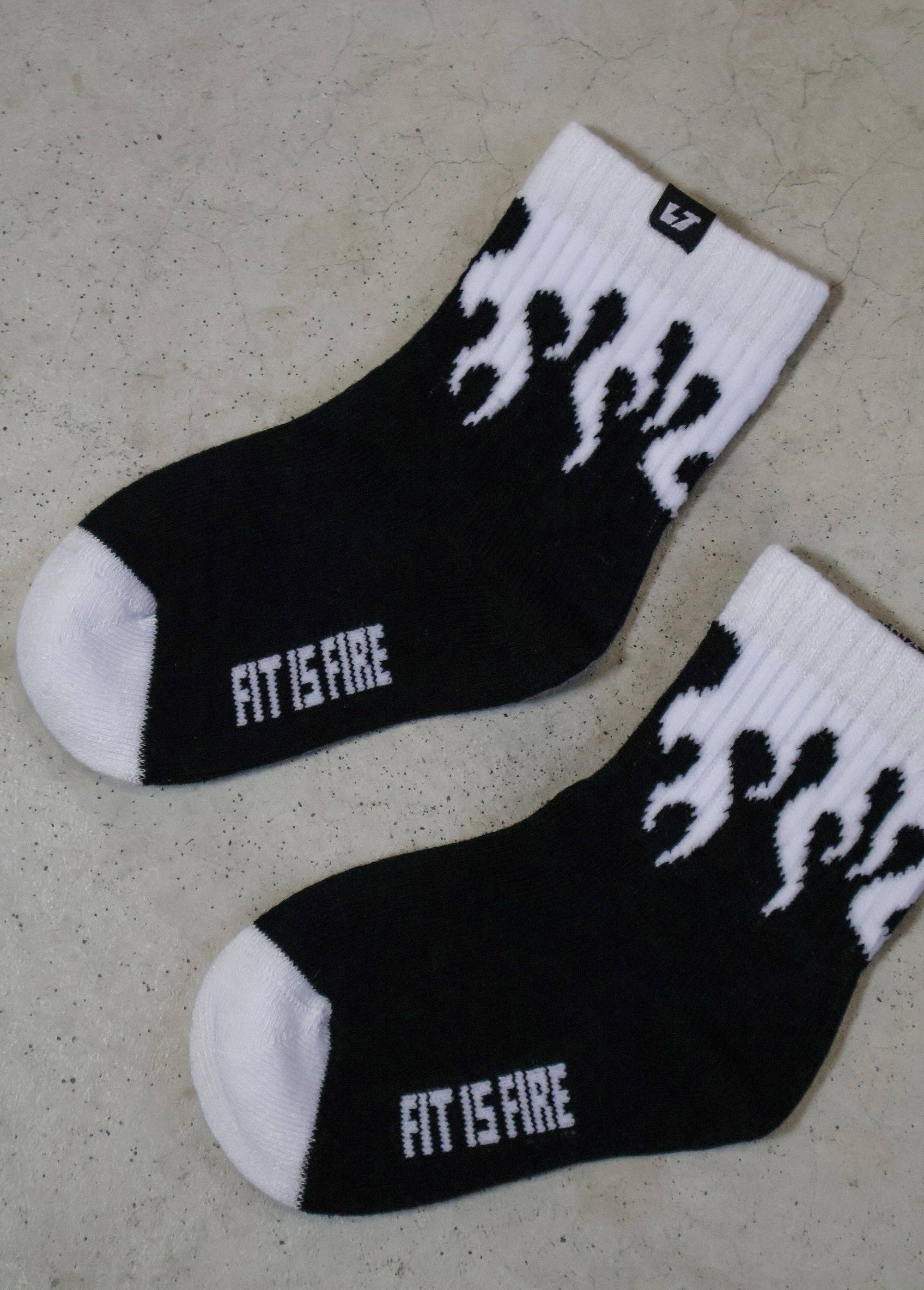 Little Trouble - Crew Socks - White Flame