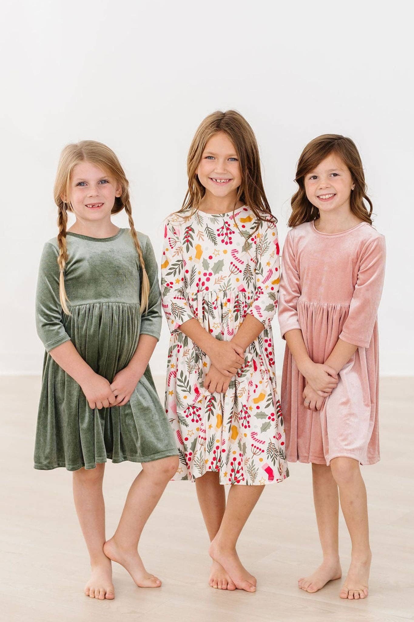 Mila & Rose Velvet Twirl Dress - Vintage Pink