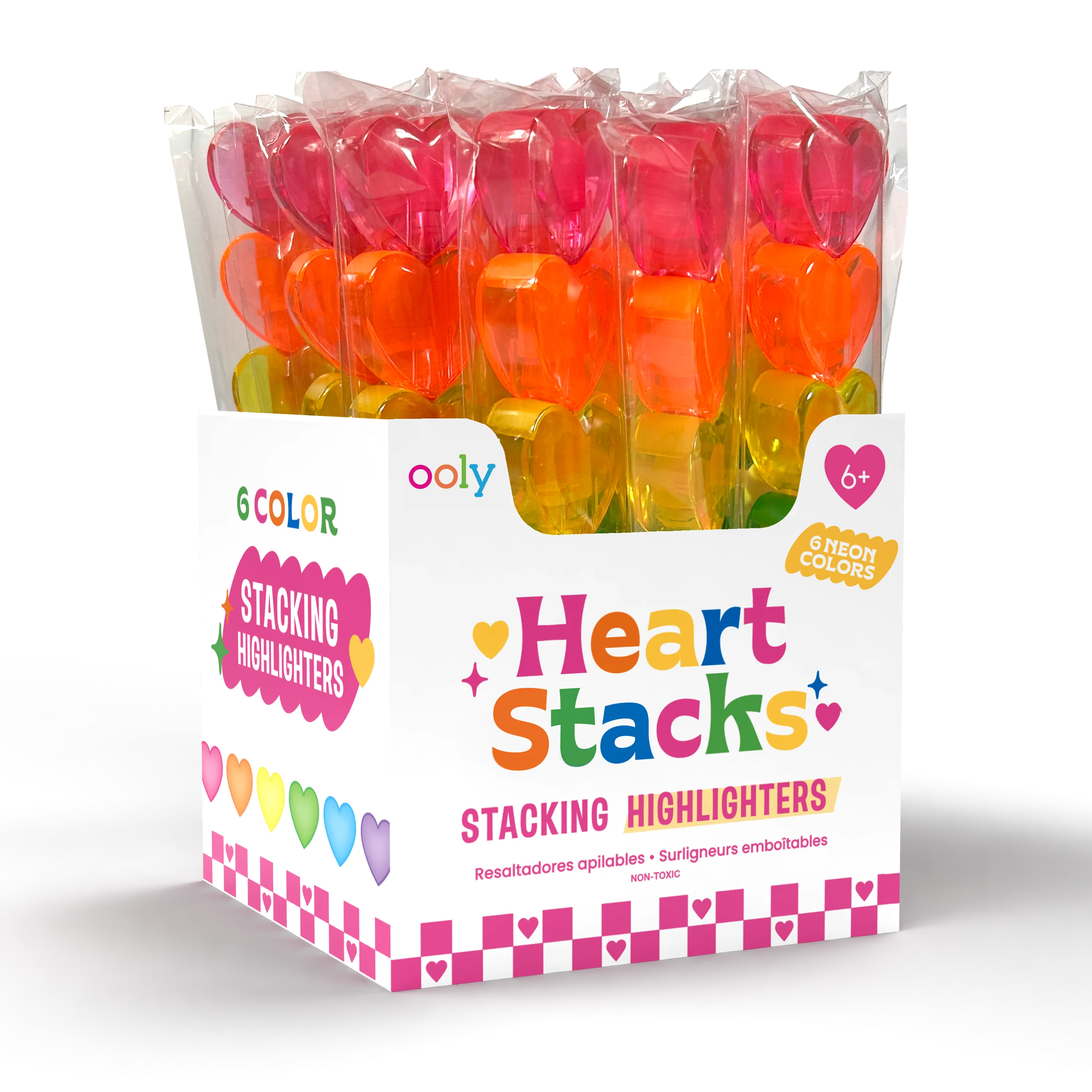 OOLY - Heart Stacks: Stacking Highlighters (Display of 16 Sticks)