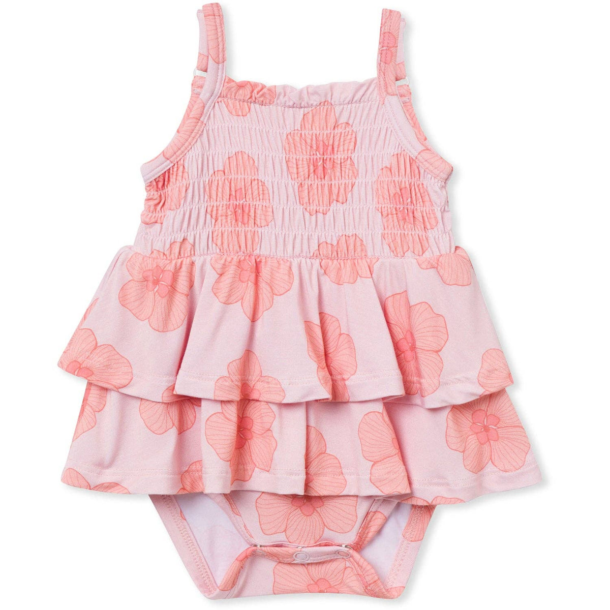 ava + oliver Ruffle Romper - Peach Hau