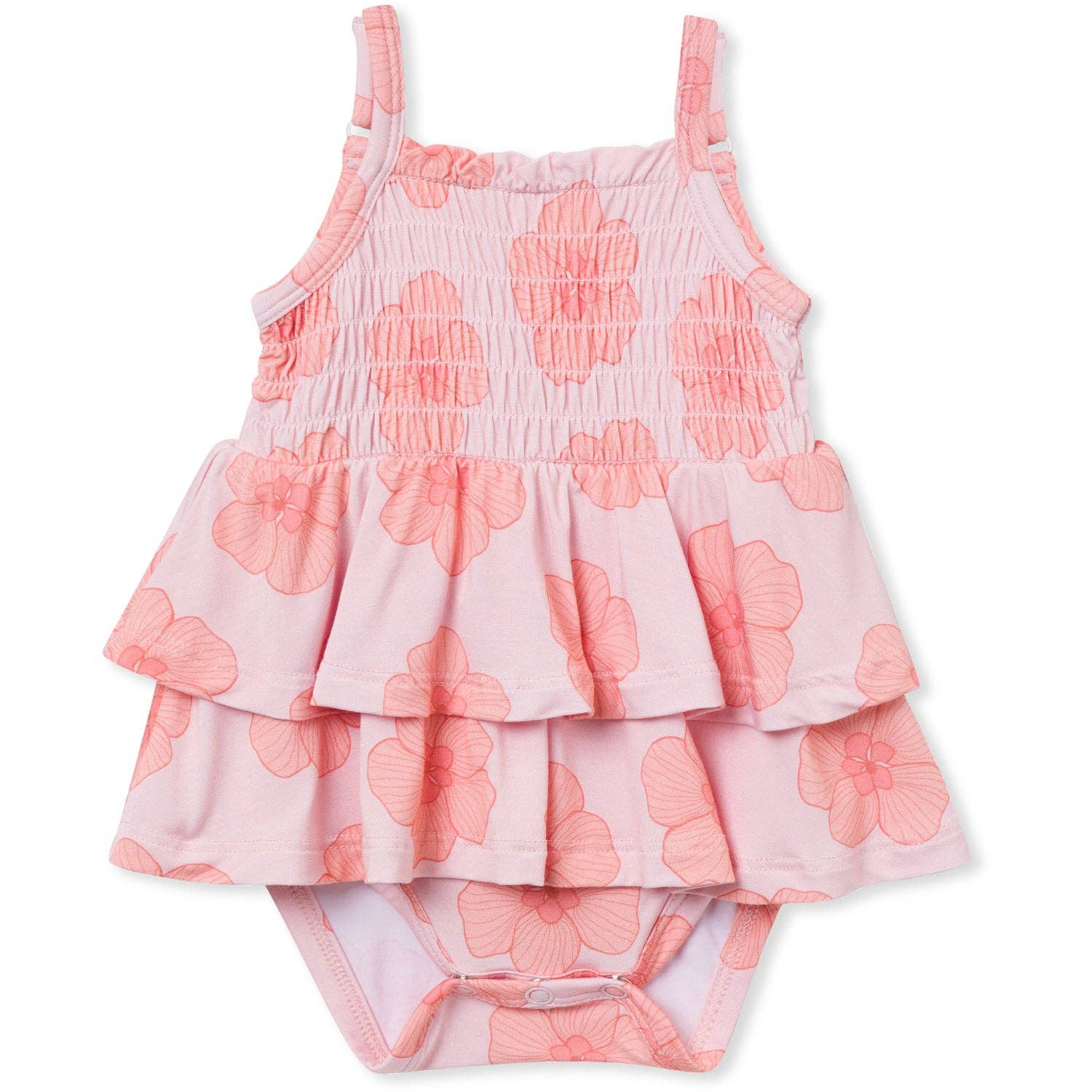 ava + oliver Ruffle Romper - Peach Hau