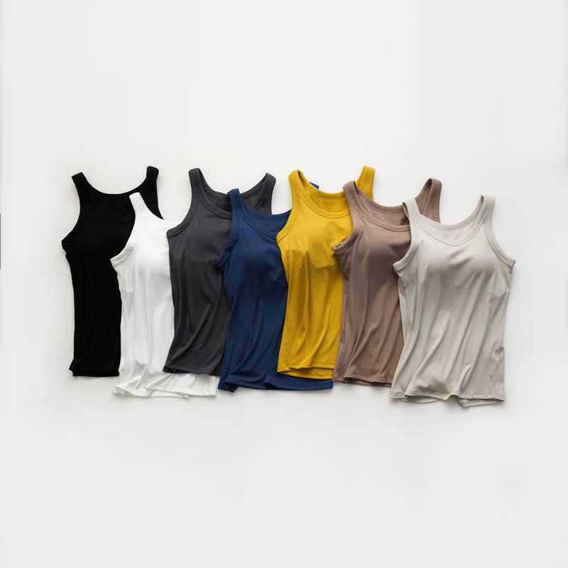Women's Ribbed Tank w/ Built In Bra