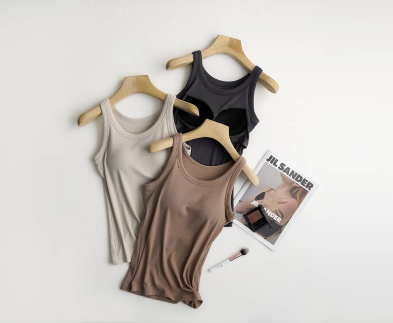 Women's Ribbed Tank w/ Built In Bra