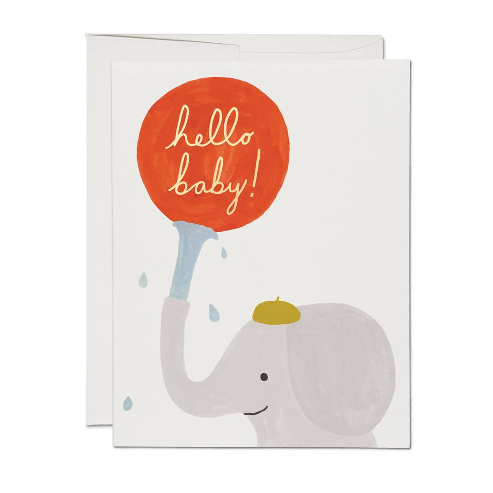 Red Cap Cards - Little Elephant Hello Baby Greeting Card