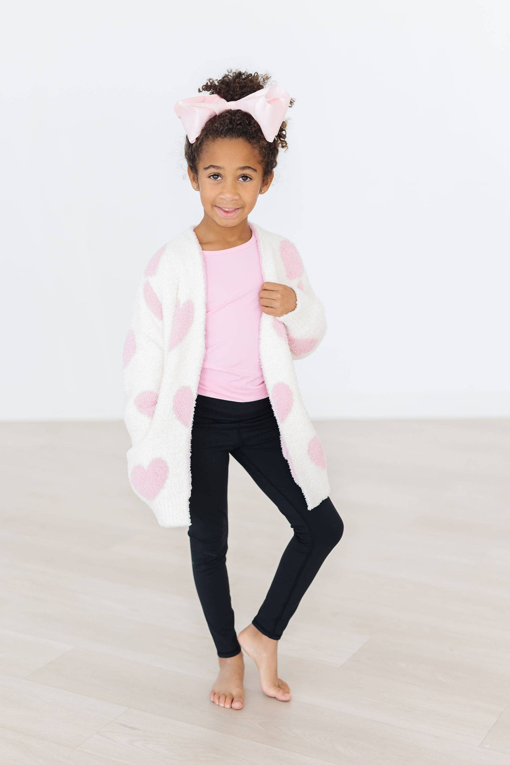 Mila & Rose - Heart Cozy Cardigan (White & Pink)